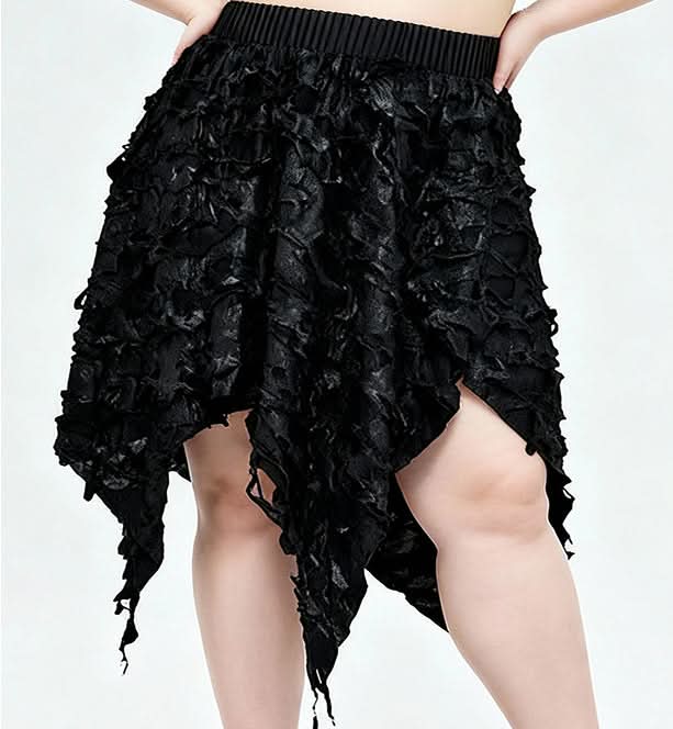 'Barbed Wire' Gothic Skirt With Distressed Hemline