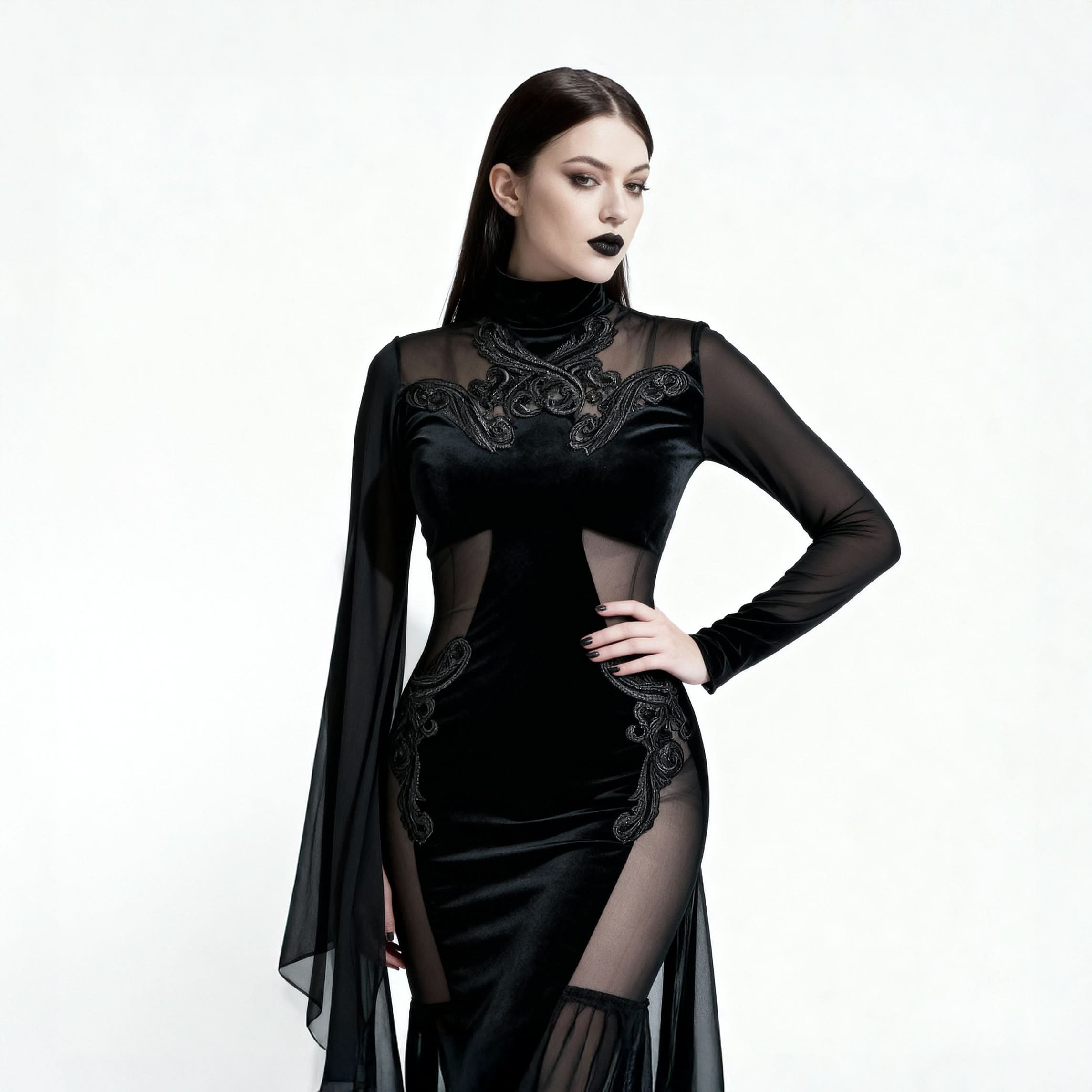 'Angelique' Gothic Midi Dress