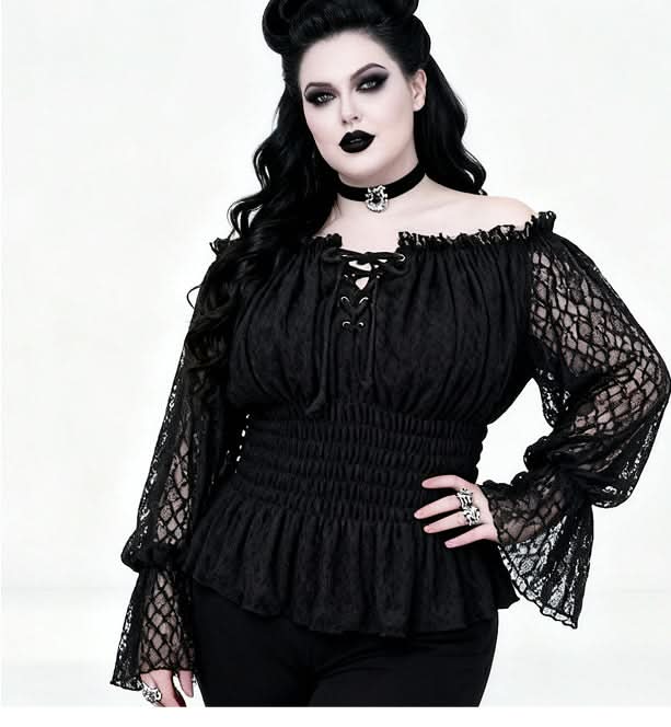'Sanguine Addiction' Off Shoulder Gothic Top