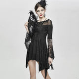 Party Horn Sleeves Off Shoulder Dark Fringe Stretchy Knitted Sexy Ladies Lace Dress