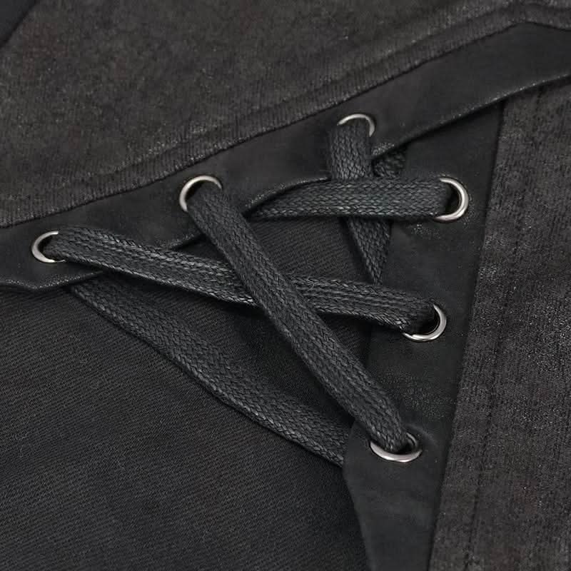 Pt137 Punk Glued Fake Two Pieces Men Trousers