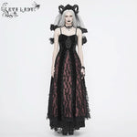 Eskt032 Burgundy Gothic Sling Dress