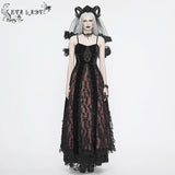 Eskt032 Burgundy Gothic Sling Dress