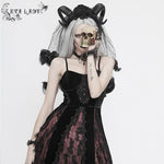 Eskt032 Burgundy Gothic Sling Dress