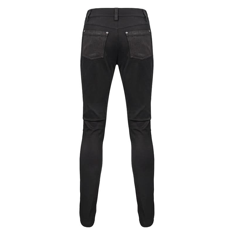 Pt137 Punk Glued Fake Two Pieces Men Trousers