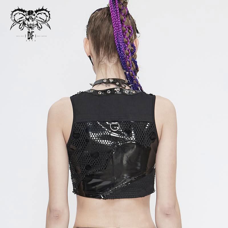 Punk Asymmetric Heavy Metal Super Short Vest