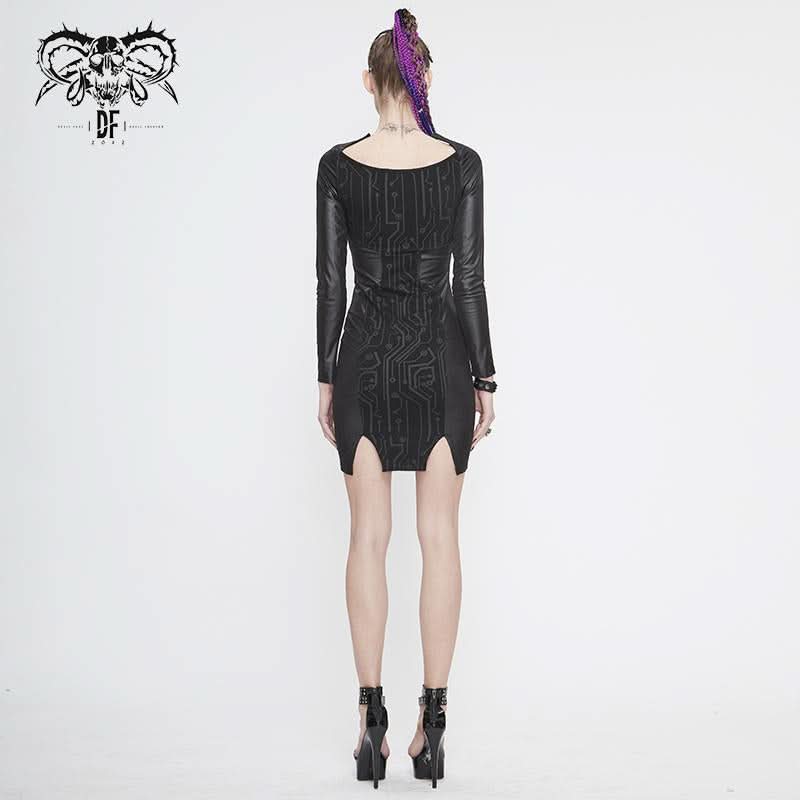 Skt119 Cyberpunk Print Dress