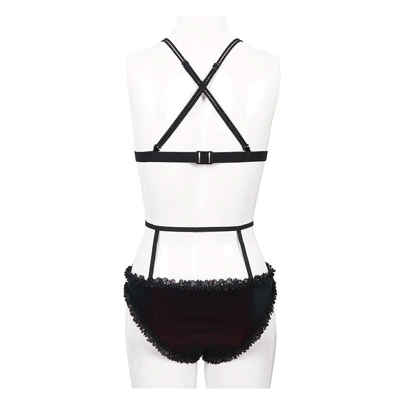 Sst018 Black And Red Velvet Swimsuit Suit