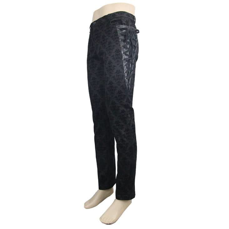 Party Wearing Court Flocking Gothic Patterned Men Trousers