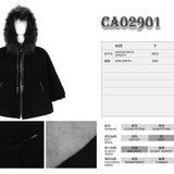 'Sweet Oblivion' Gothic Cape With Fur Lined Hood (Black)