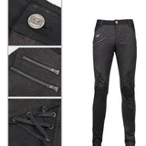 Pt137 Punk Glued Fake Two Pieces Men Trousers