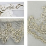 Gold Embroidered Bow Tie Ruffled Sleeves Jacquard White Gothic Men Shirts