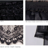 Gothic Elastic Waist Organza Swing Multi Layer Lace Sexy Ladies Puffy Half Skirt