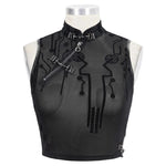 Tt170 Cyberpunk Flocking Mesh Stand Collar Short T Shirt