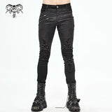 Pt137 Punk Glued Fake Two Pieces Men Trousers