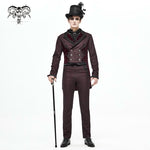 Ct17402 Wine Gothic Men Dress Coat