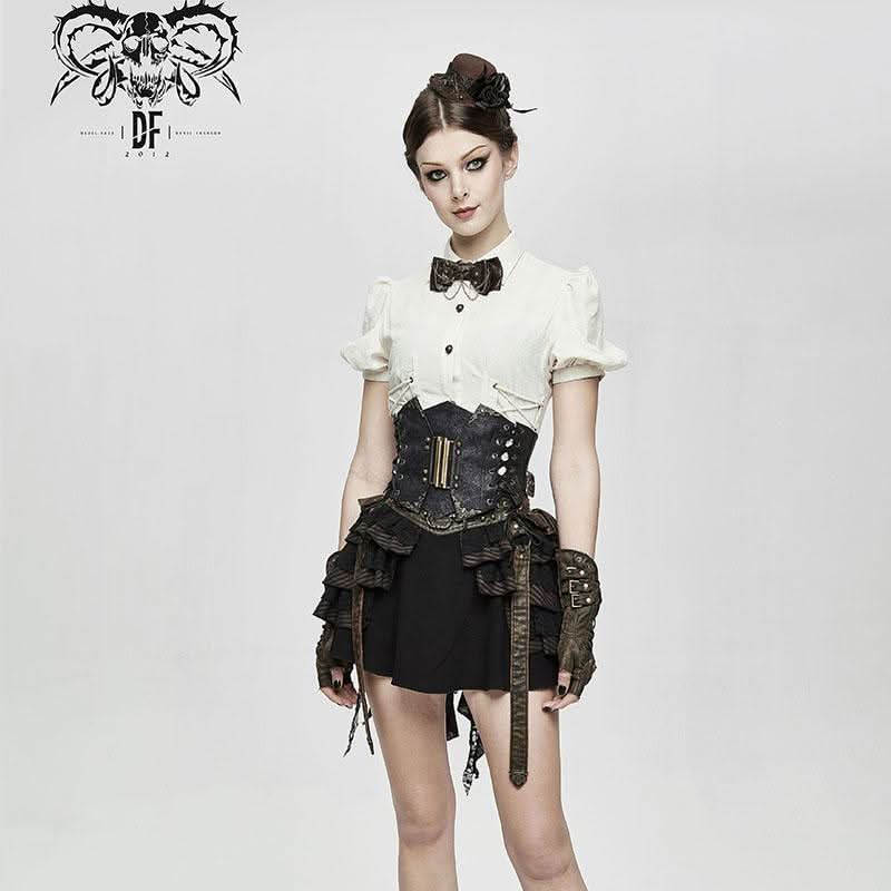 Nekhbet Steampunk Corset with Metal Buckles — DevilFashion