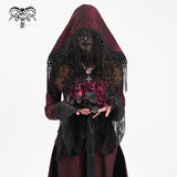 Crimson Widow Lace Hooded Coat