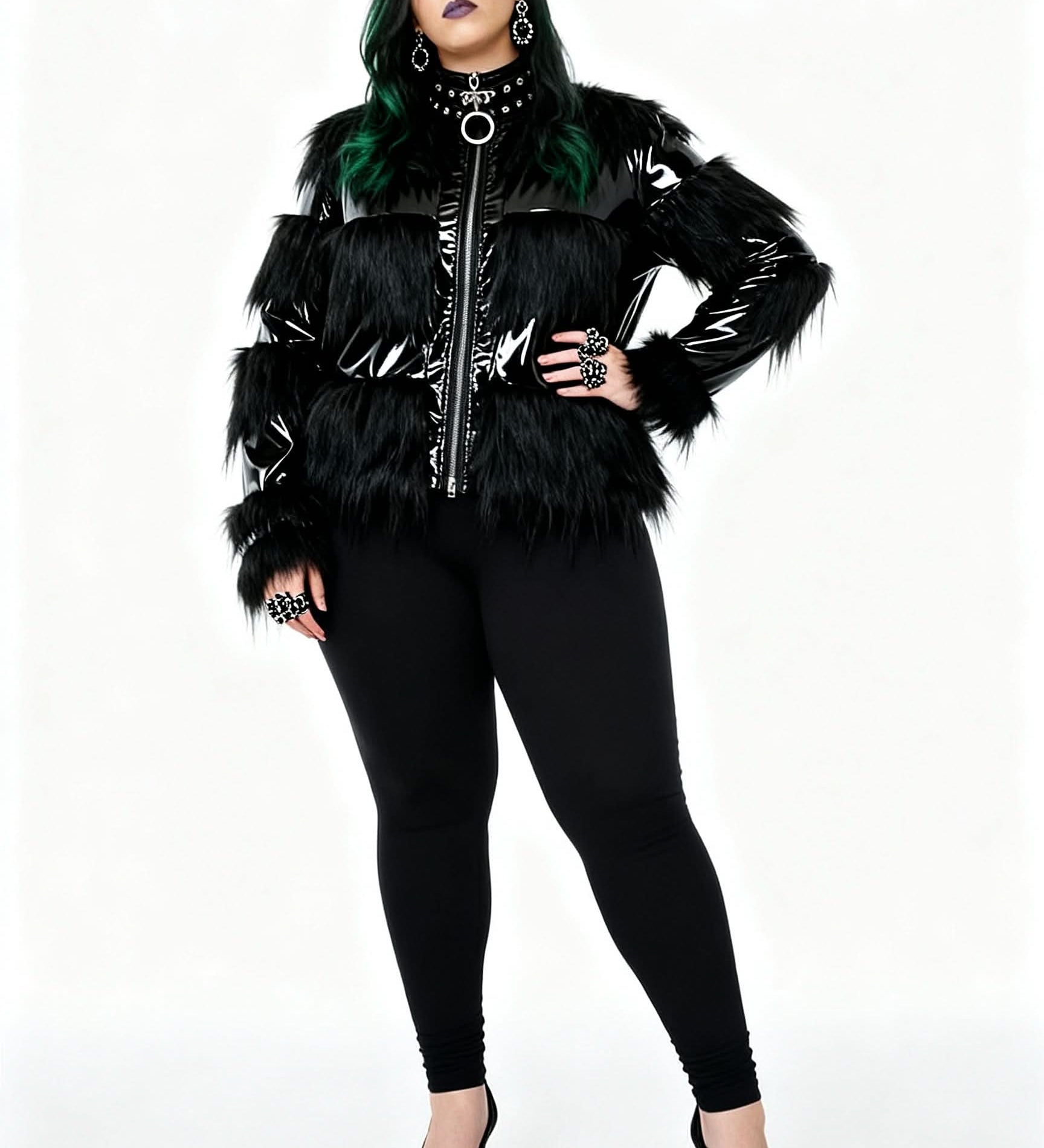 'Crossroads' Punk Jacket with Fur and PU Leather