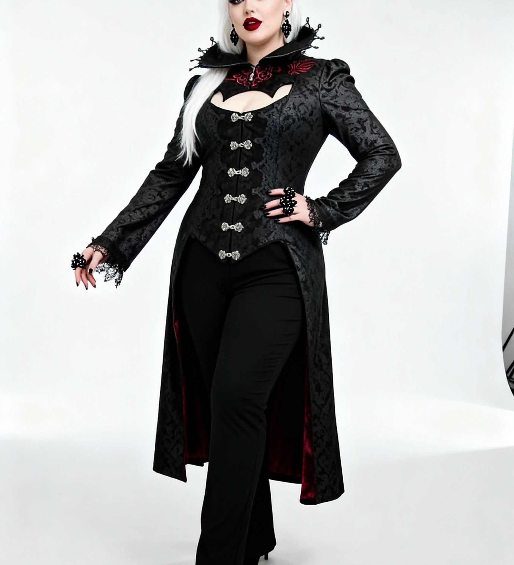 'Scarlet Town' Gothic Overcoat with Medici Collar