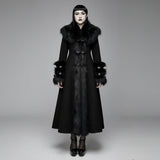 Baroness' Gothic Long Coat with Fur Collar and Sleeves