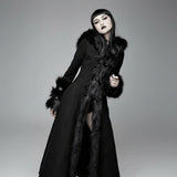 Baroness' Gothic Long Coat with Fur Collar and Sleeves