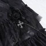 Midnight Petals Puffed Skirt