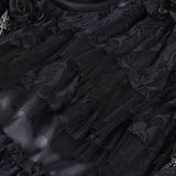 Midnight Petals Puffed Skirt