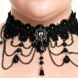 'Candy Stripe Legs' Gothic Choker with Cobweb Inspired Chains