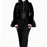 'Lightless Dawn' Gothic Swallow-Tailed Coat with Ruffles