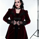 Manteau gothique brodé 'Crimson Moon' avec col haut