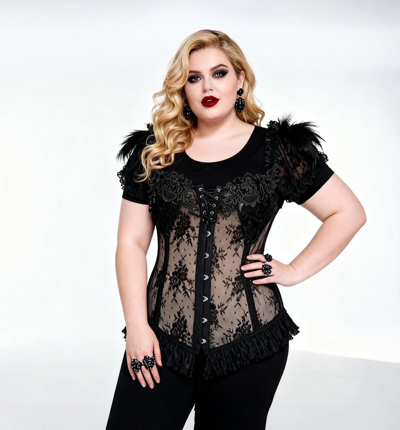 'Somber Aura' Gothic Floral Lace Corset