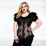'Somber Aura' Gothic Floral Lace Corset