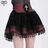 Crimson Thorn Jacquard Skirt
