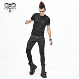 Tt162 Punk Knit Ragged Men T Shirt