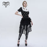 'Falling' Gothic Crucifix Patterned Printed Top (White)