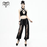 'Disorient' Gothic Flared Pants With Mesh Panels