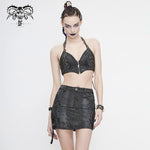 Skt126 Snakeskin Print Asymmetric Skirt