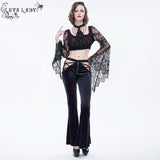 Negative Nancy' Gothic Velvet Flared Pants With Lace