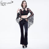 'Negative Nancy' Gothic Velvet Flared Pants With Lace