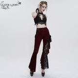 ‘Last Flight' Asymmetric Gothic Flared Pants (Red)