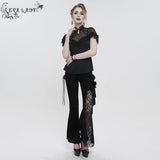 'Last Flight' Gothic Asymmetric Flared Pants (Black)