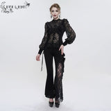 Iris' Gothic Fringed Mesh Shirt (Black)