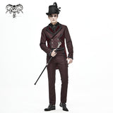 Pt13902 Wine Gothic Wedding Men Trousers