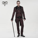 'Dream Snatcher' Gothic Patterned Swallowtail Coat (Crimson)