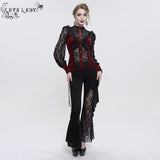 'Iris' Gothic Fringed Mesh Shirt (Red)