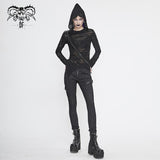 Pt142 Cyberpunk Circuit Printed Leather Loops Women Pants