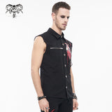 'Paper Cuts' Printed Button Up Punk Tank Top