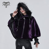 'Sweet Oblivion' Gothic Cape With Fur Lined Hood (Purple)