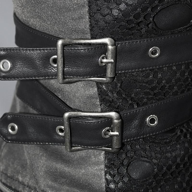 Five Pointed Star Spiked Zipper Up Punk Mesh Women Coat With Loops